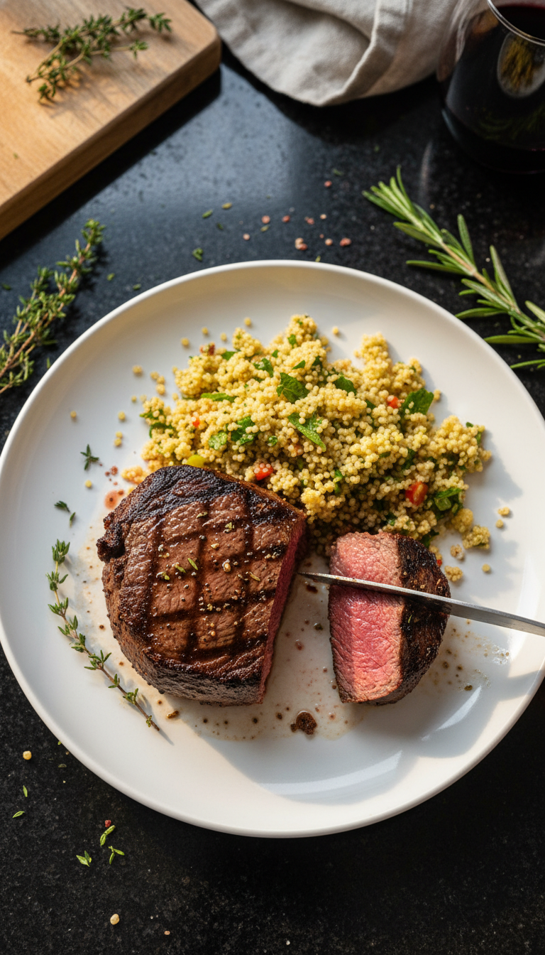 Filet Mignon and Herb Couscous