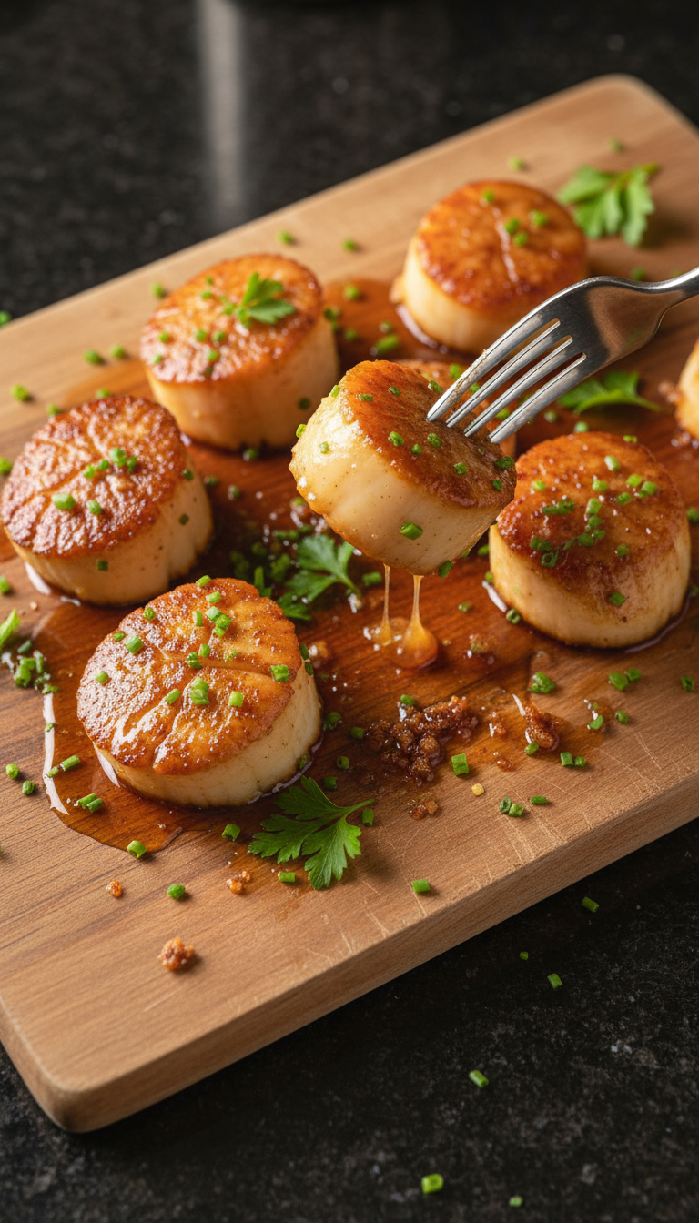 Savory Maple Glazed Seared Scallops