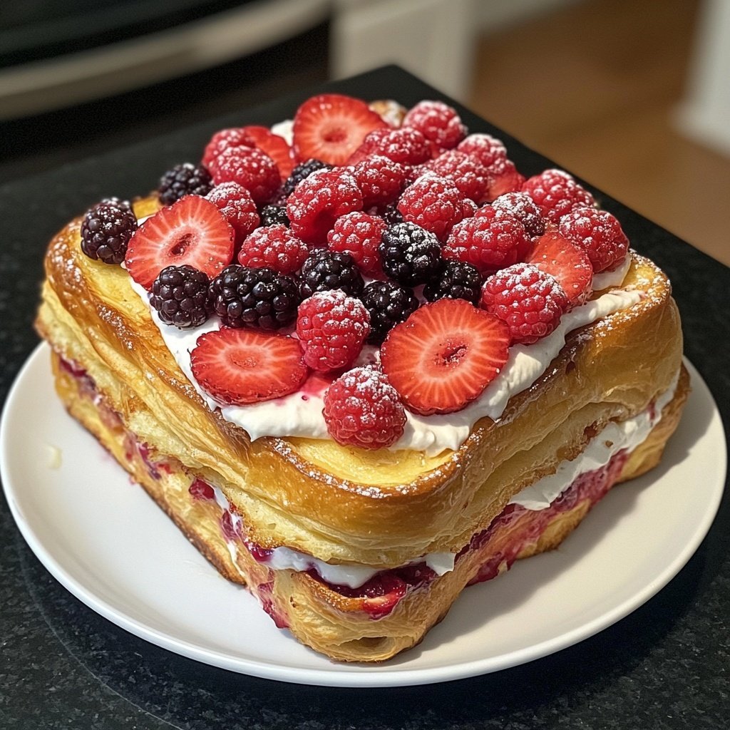 Festive Berry Croissant French Toast Bake​