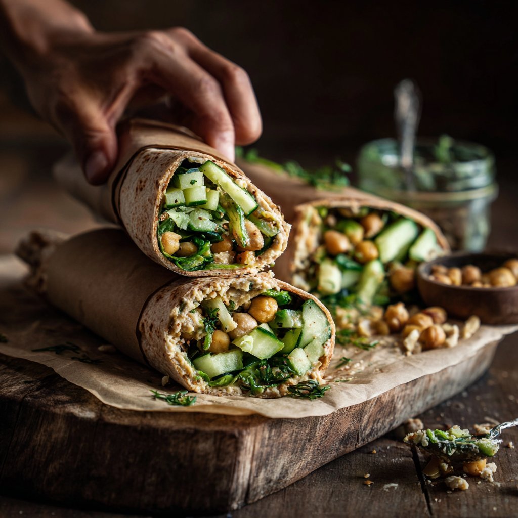 Mediterranean Cucumber & Chickpea Wrap