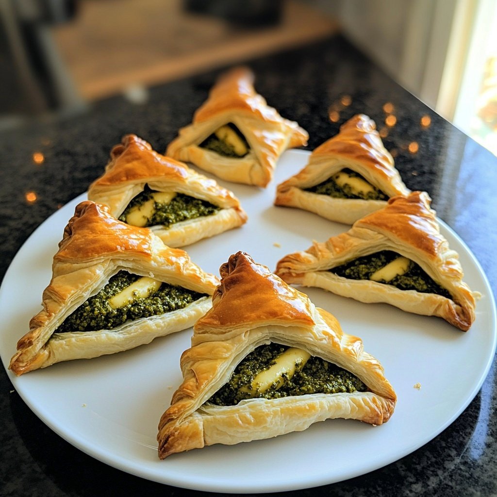 Puff Pastry Christmas Trees with Pesto and Cheese