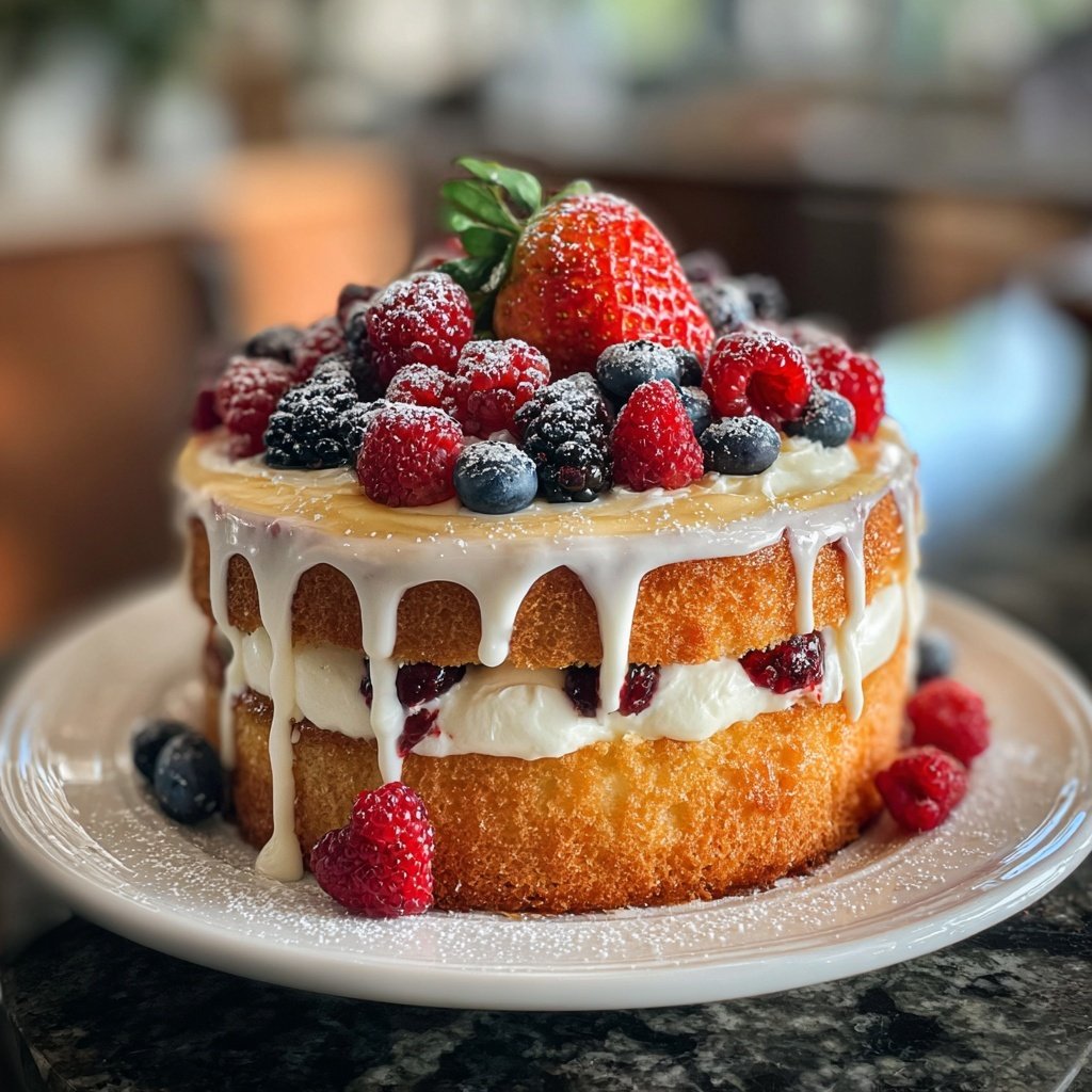 Vanilla and Berry Layered Cake