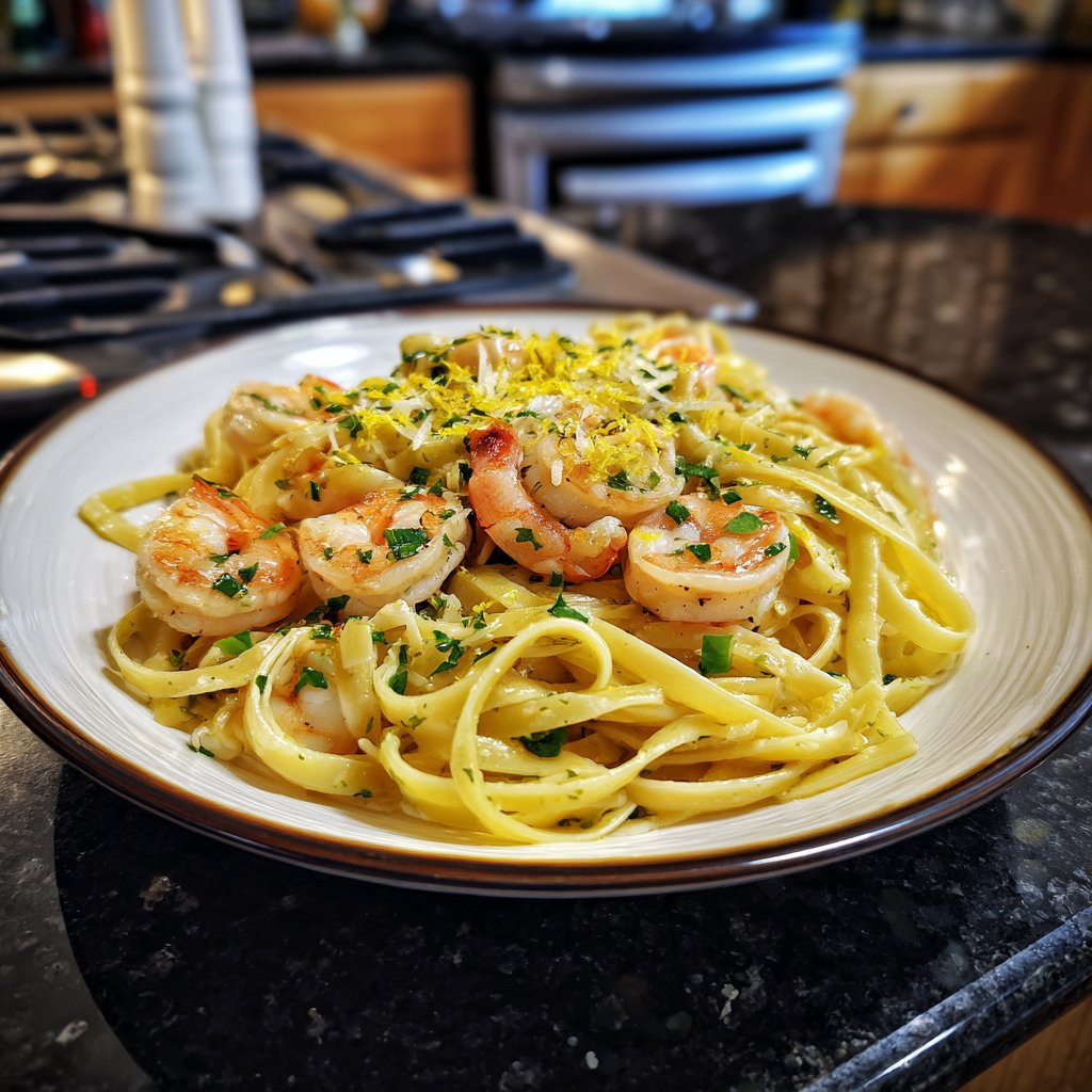 Lemon Chive Shrimp Pasta