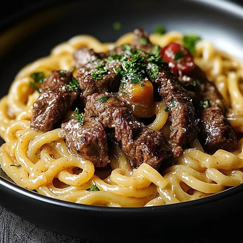 Creamy Garlic Butter Steak & Pasta