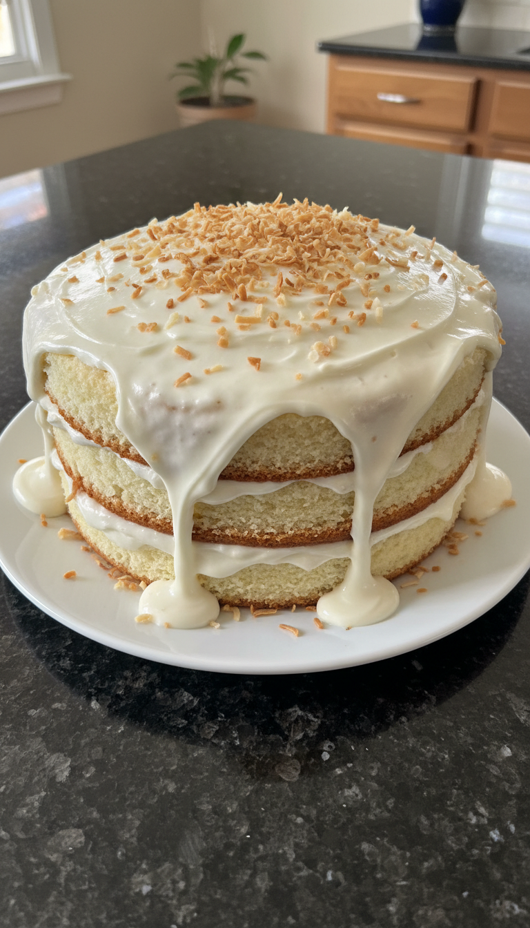 Delicious Vanilla Coconut Cake