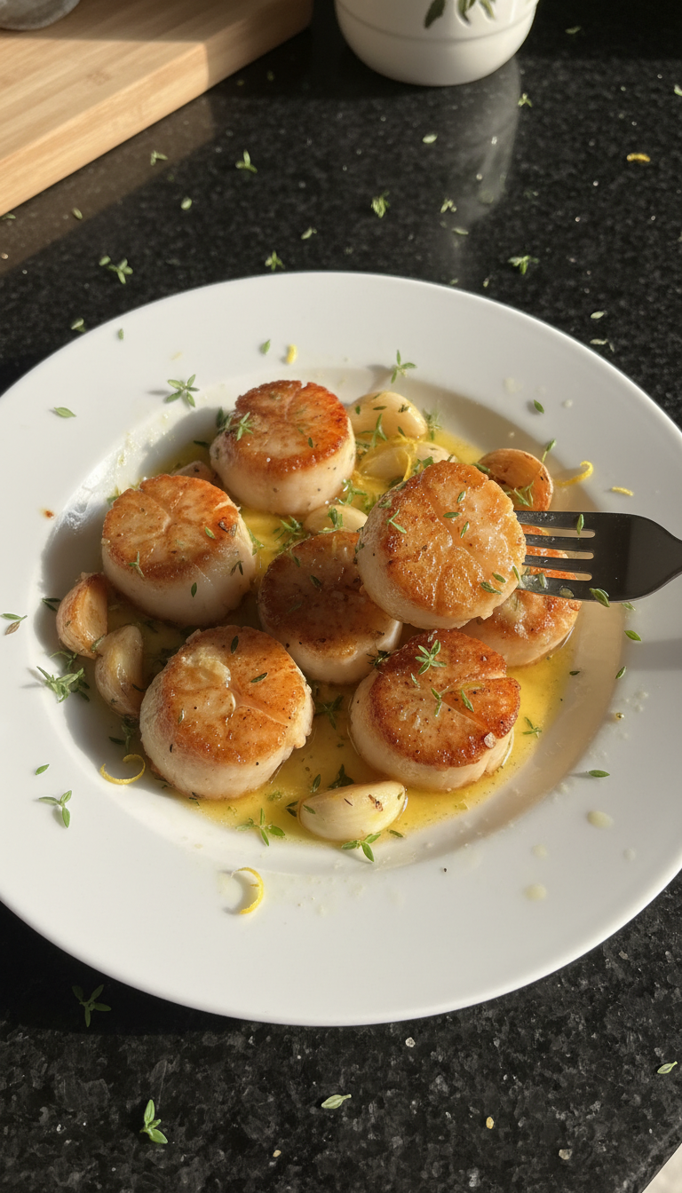 Lemon Thyme Scallops with Garlic