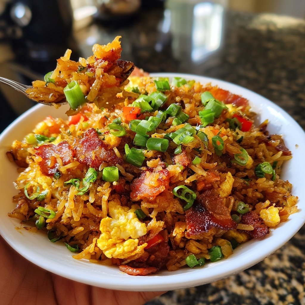 Breakfast Fried Rice with Bacon and Veggies​