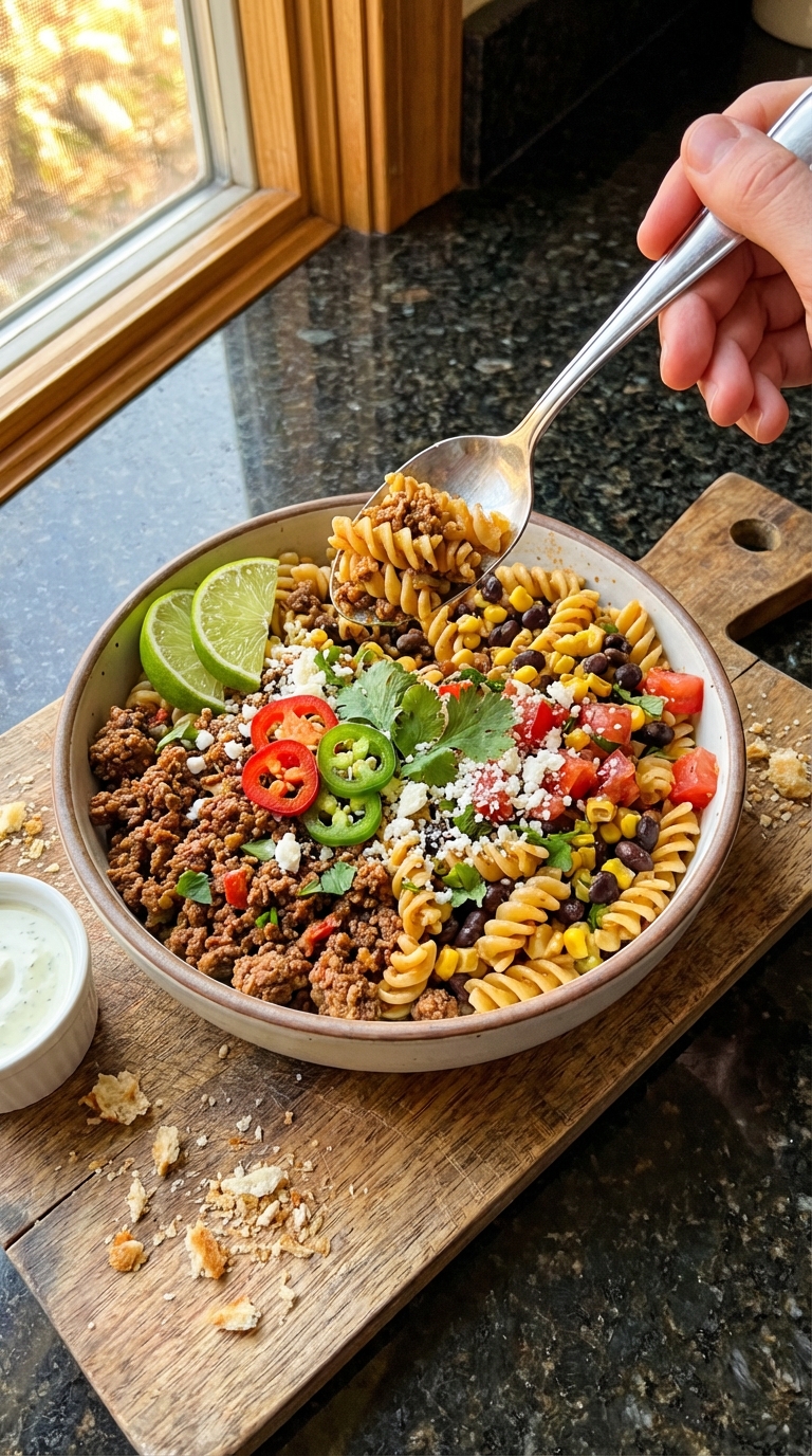 Savory Lime Taco Pasta Bowl