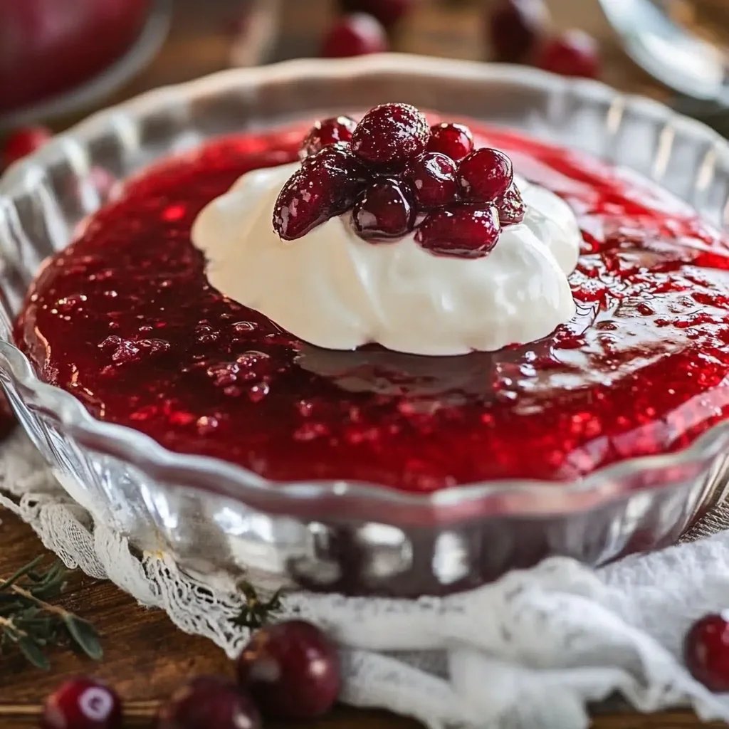 Cranberry Jello Salad with Cream Cheese Topping