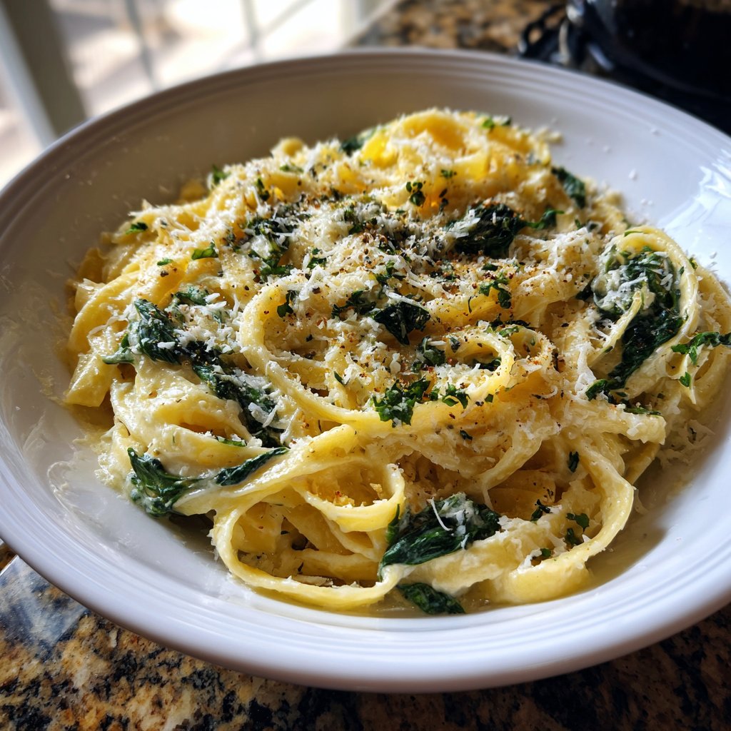 Creamy Spinach Fettuccine Alfredo